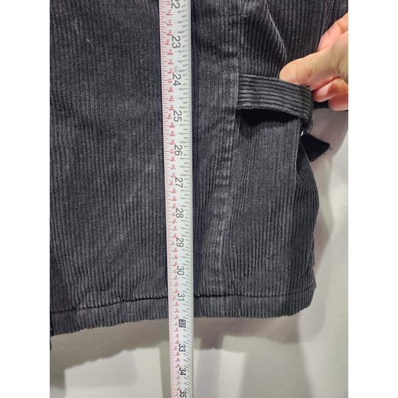 Unbranded Black Corduroy Winter Coat Midlength Quilted Interior W Pockets LARGE - Picture 7 of 7